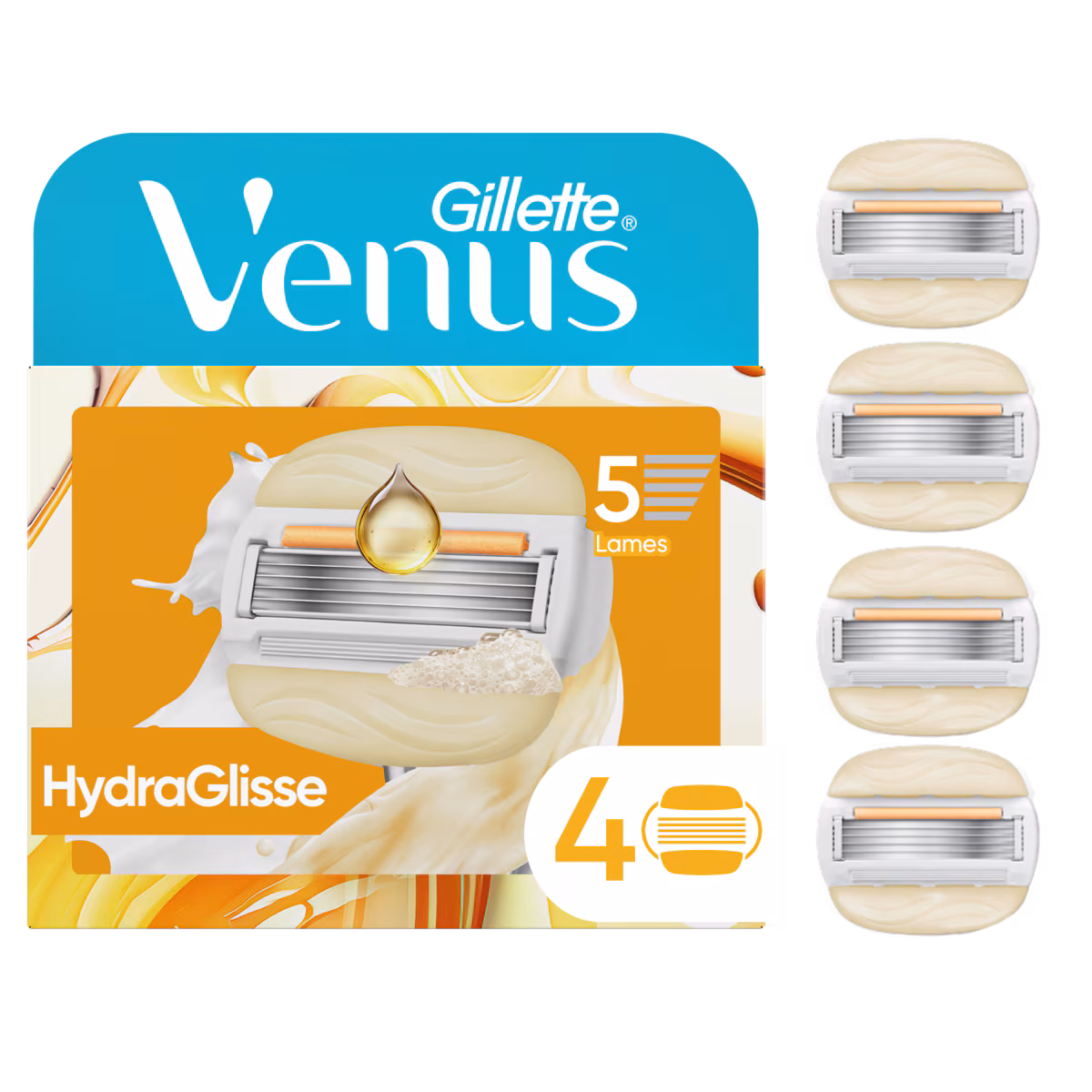 Lames de rasoir HydraGlisse pour femmes, avec barres de gel à raser intégrées, 4 cartouches de rechange