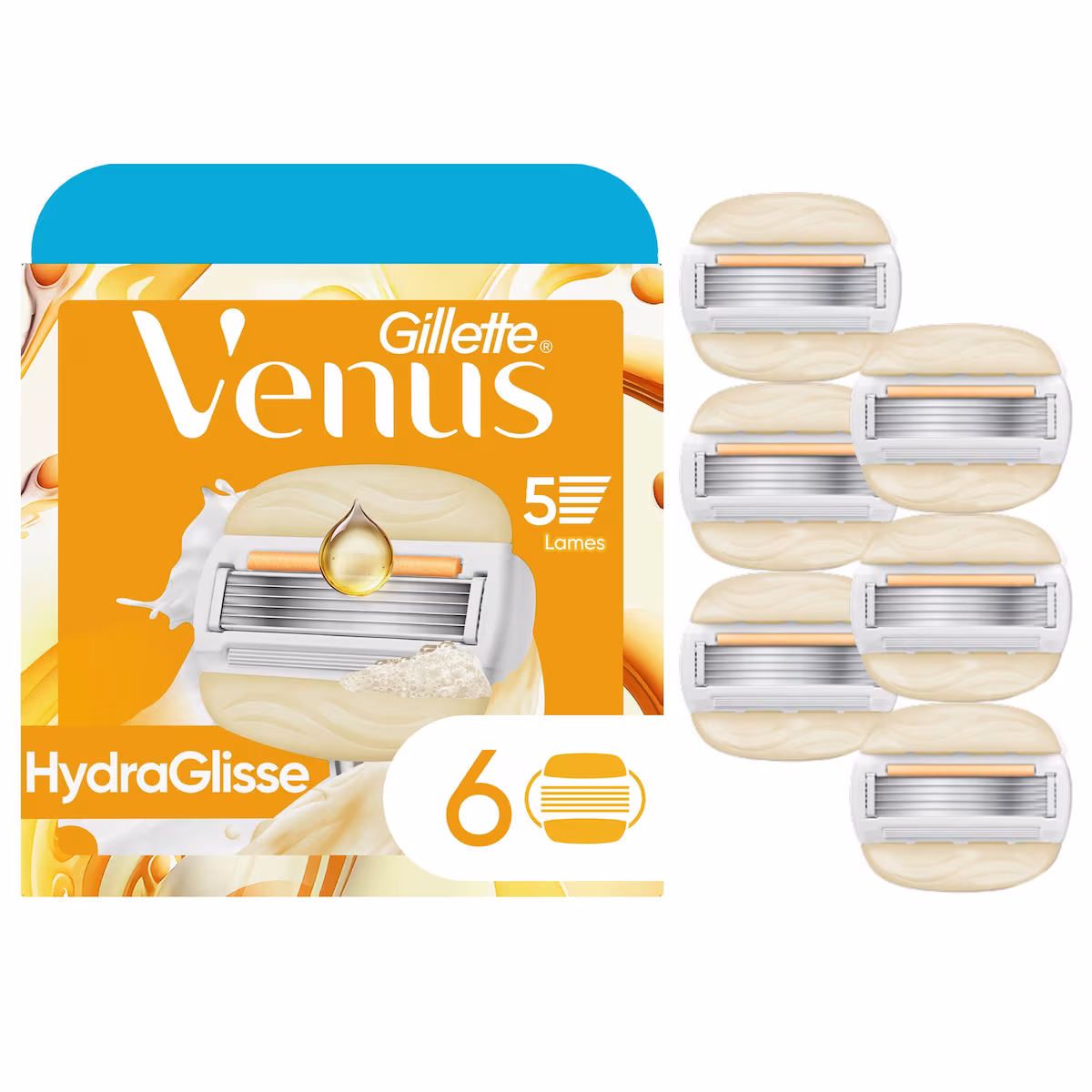 Lames de rasoir HydraGlisse pour femmes, avec barres de gel à raser intégrées, 6 cartouches de rechange
