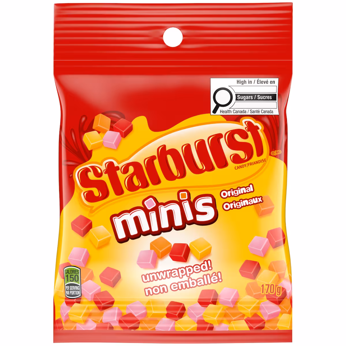 Originaux, mini bonbons à mâcher, non emballés, sac de format à partager
