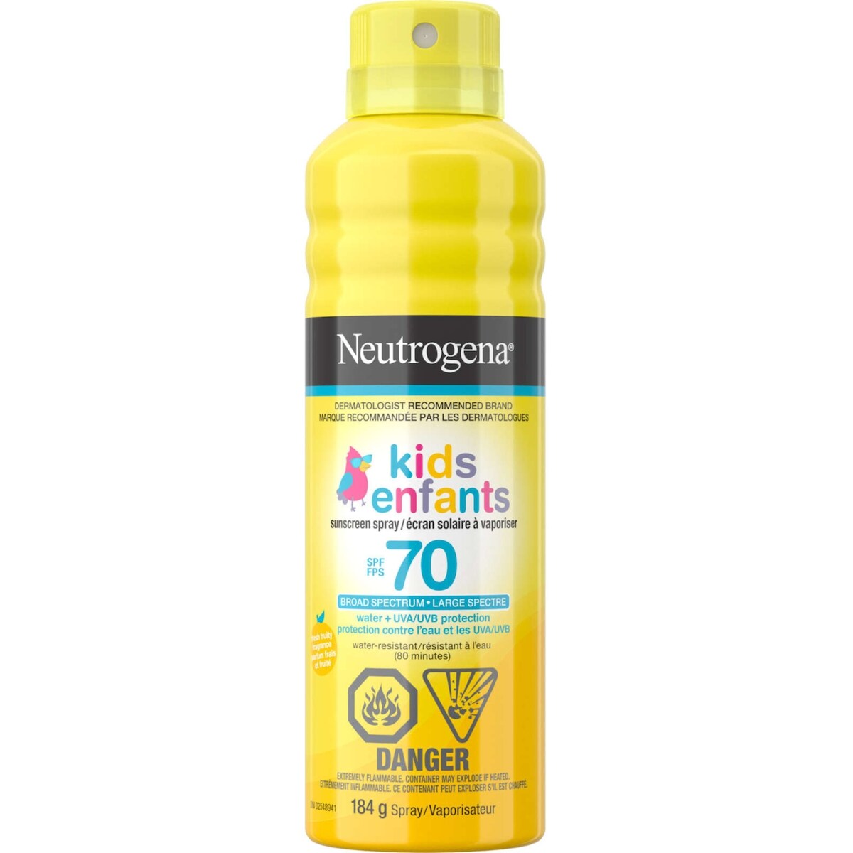 Écran solaire à vaporiser pour enfants, résistant à l'eau, fps 70