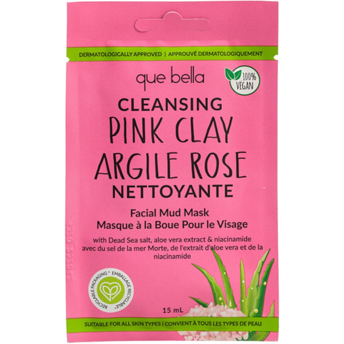 Masque à la boue pour le visage argile rose