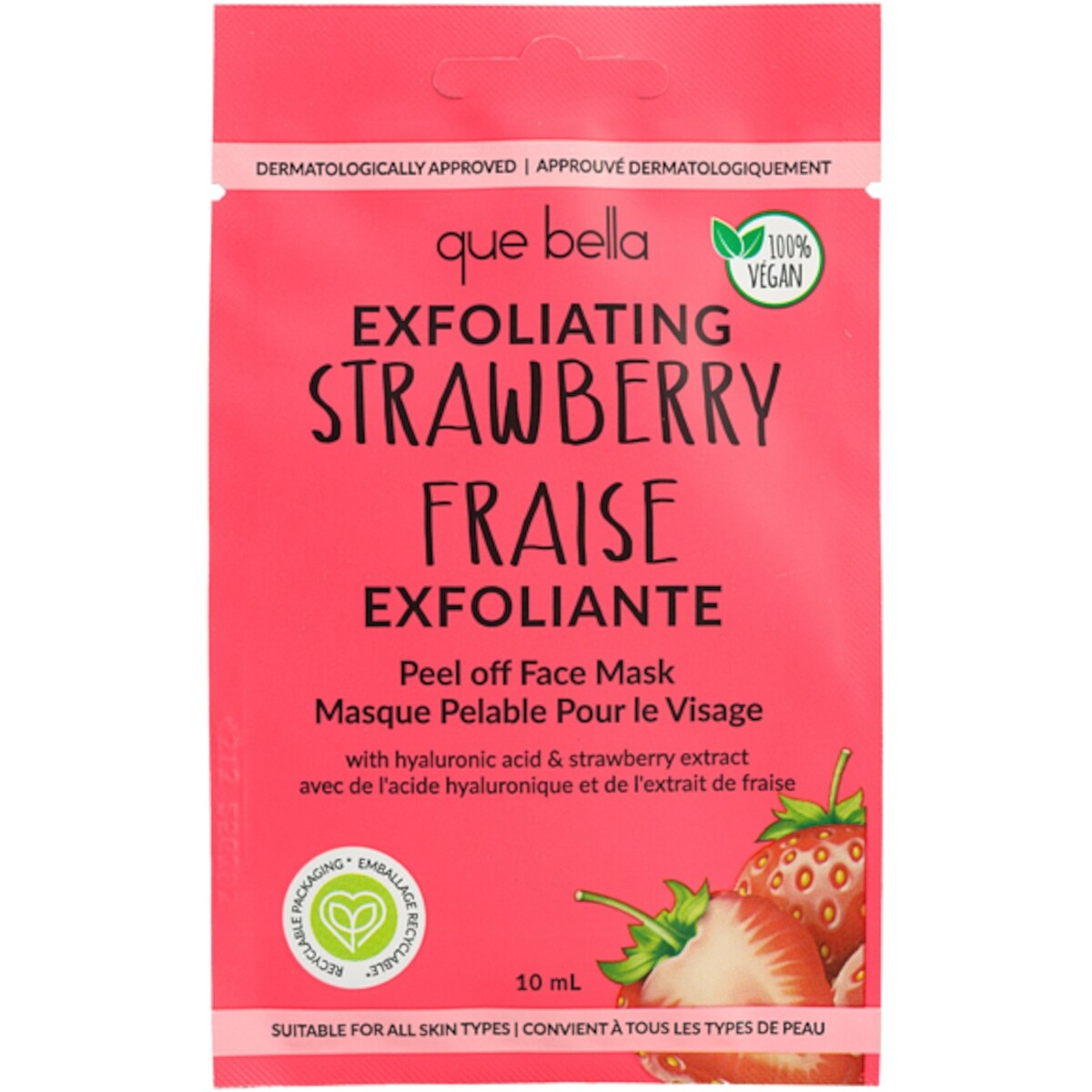 Masque pelable pour le visage fraise exfoliante