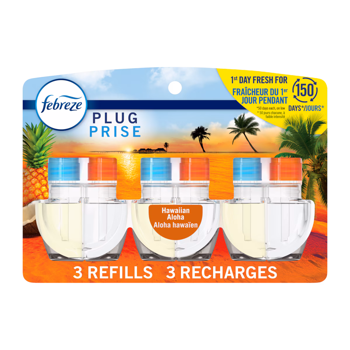 Recharge dhuile parfumée pour assainisseur dair à brancher, Aloha Hawaïen, 3 recharges