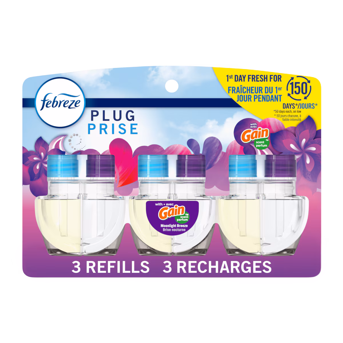 Recharge dhuile parfumée pour assainisseur dair à brancher, Brise nocturne, 3 u