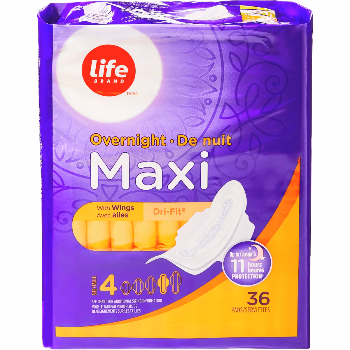 Serviettes maxi de nuit, emballage de 36