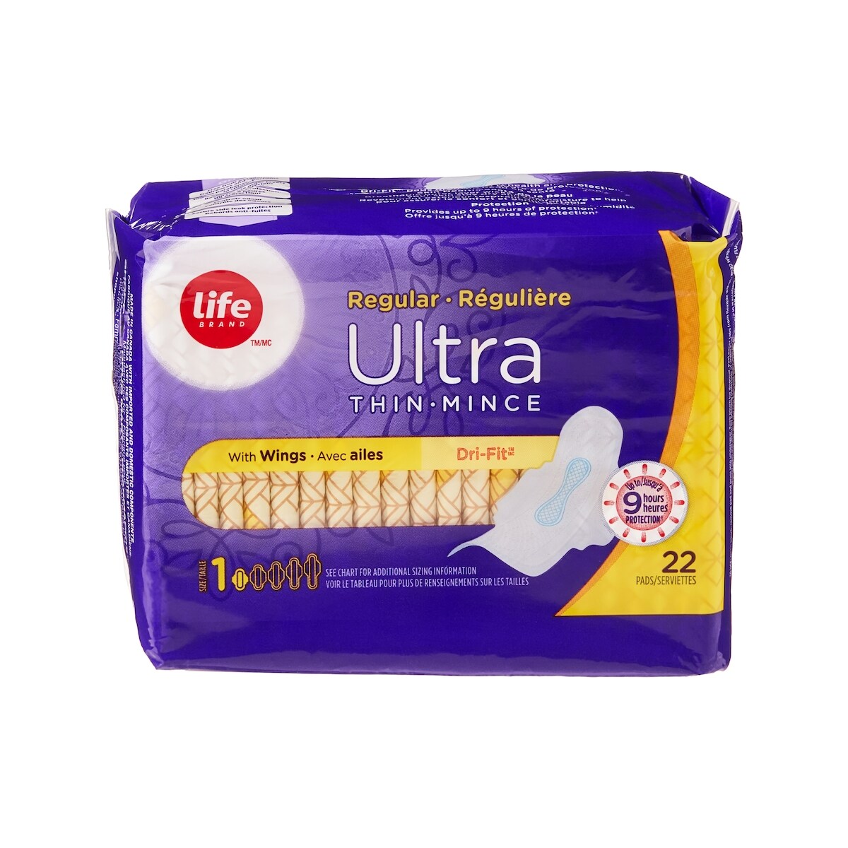Serviettes régulières ultra minces, emballage de 22