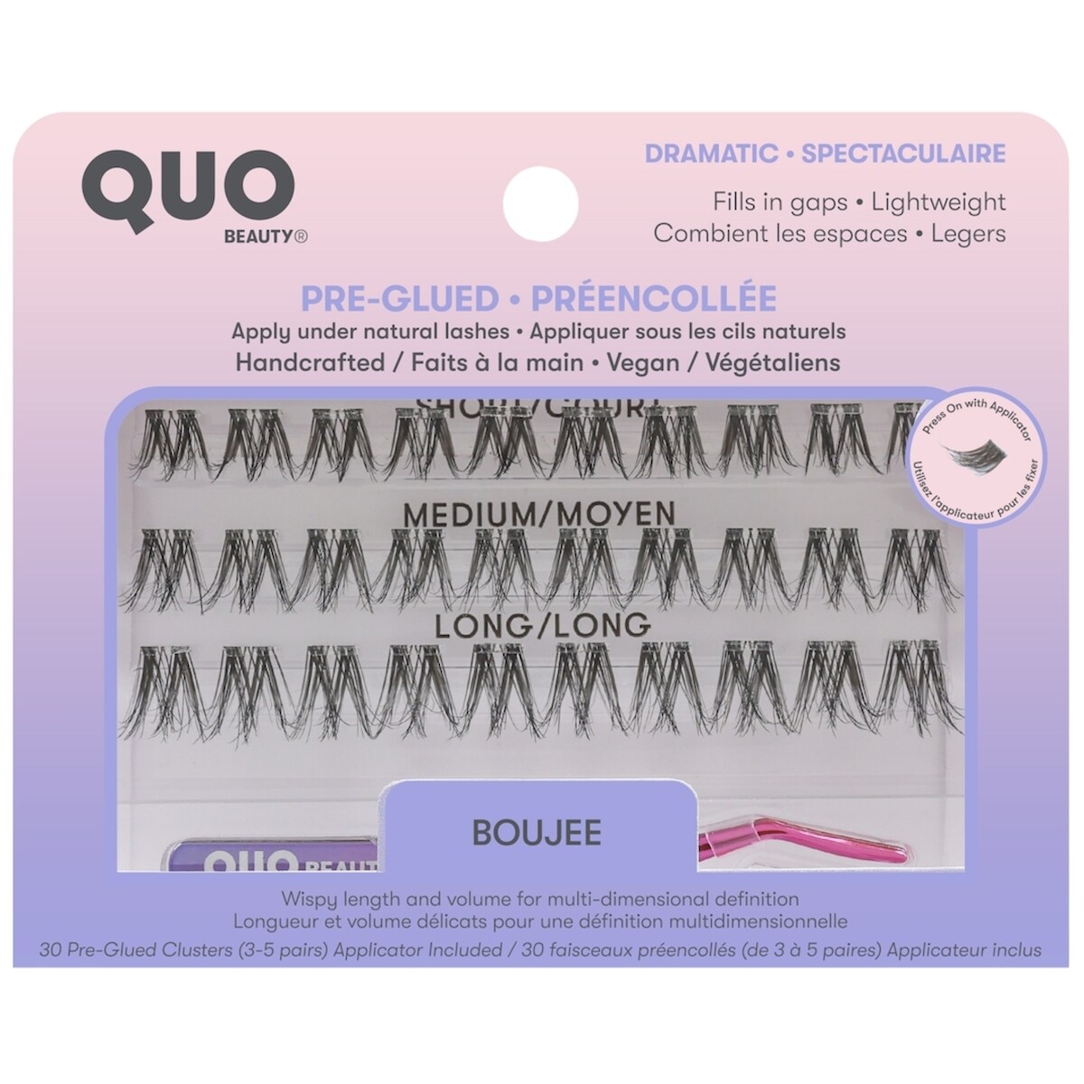 Cils cluster pré-encollés avec outil boujee boujee