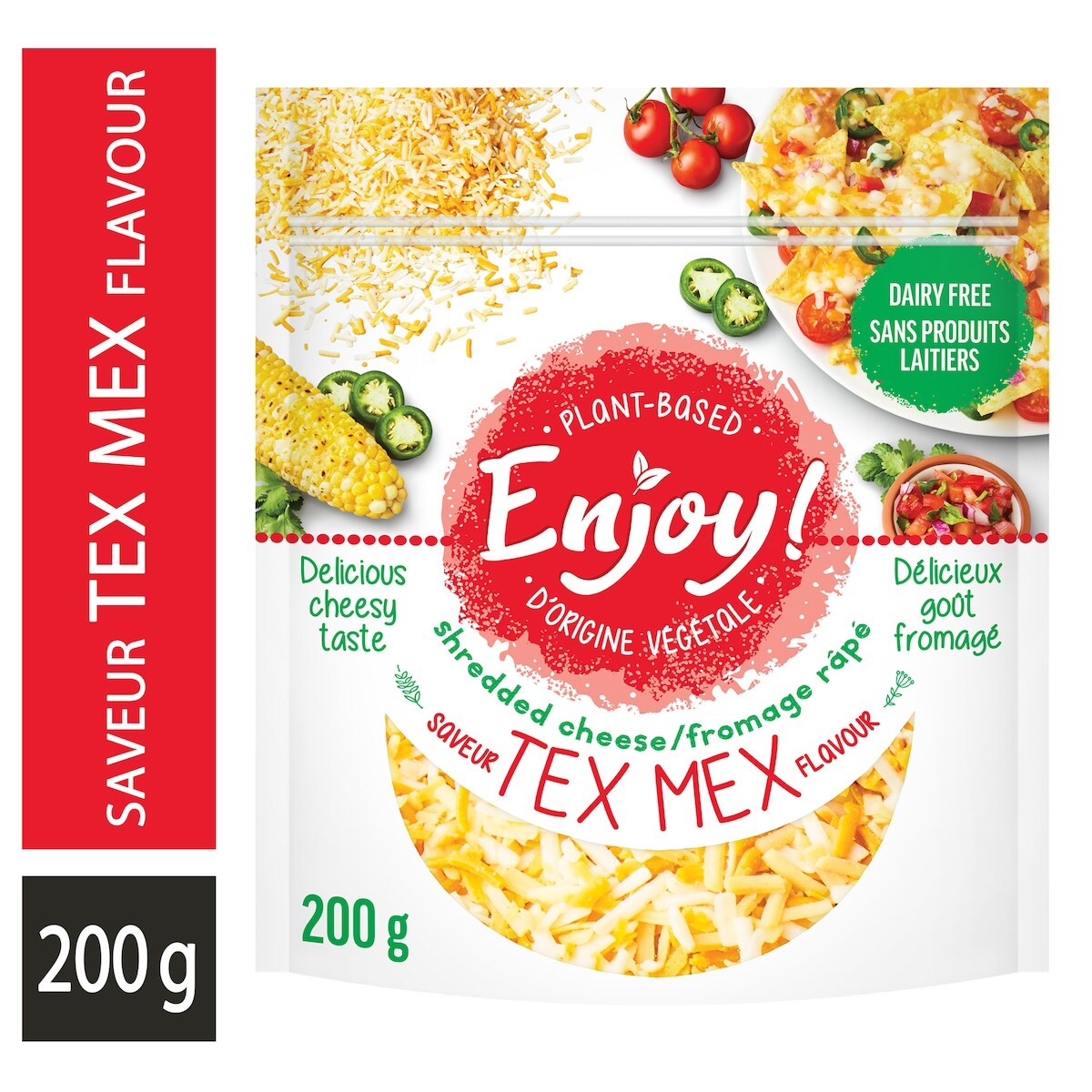 Fromage râpé de type tex mex sans produits laitiers