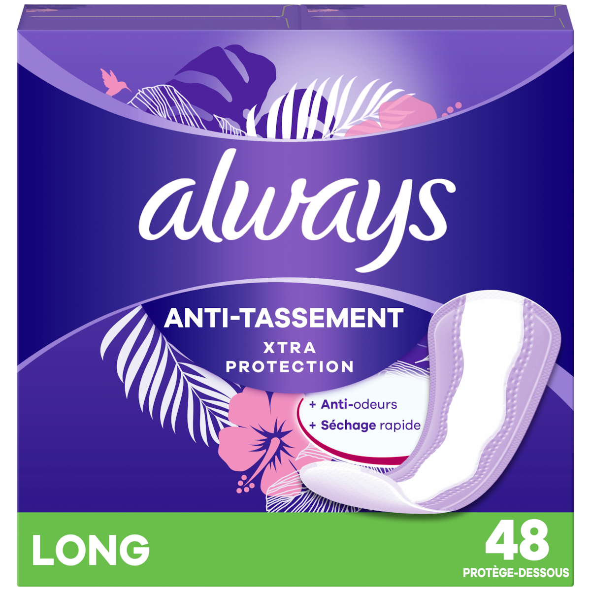 Protège-dessous sans parfum longs, 48 unités