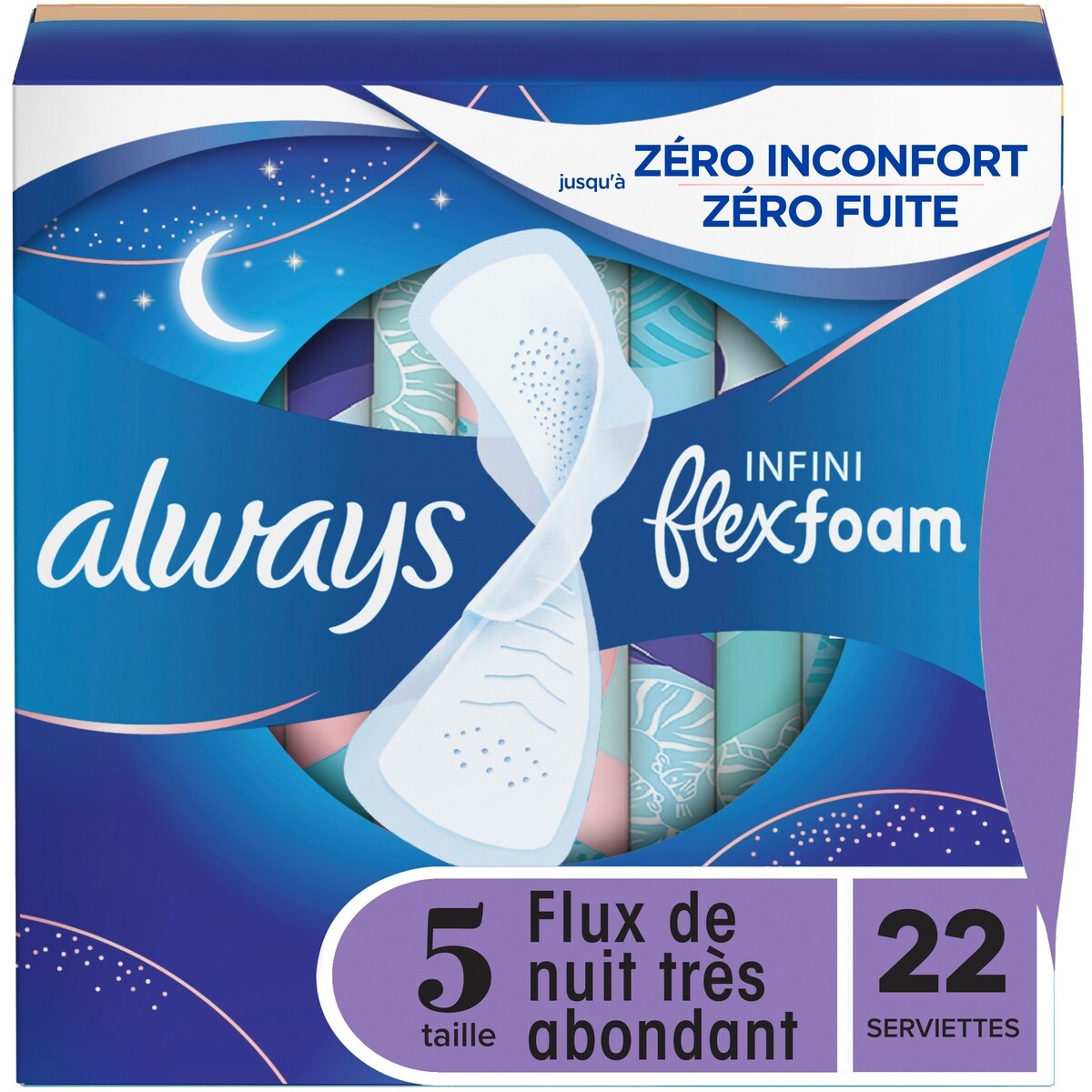 Serviettes Infinity, taille 5, non parfumées, 22 pièces