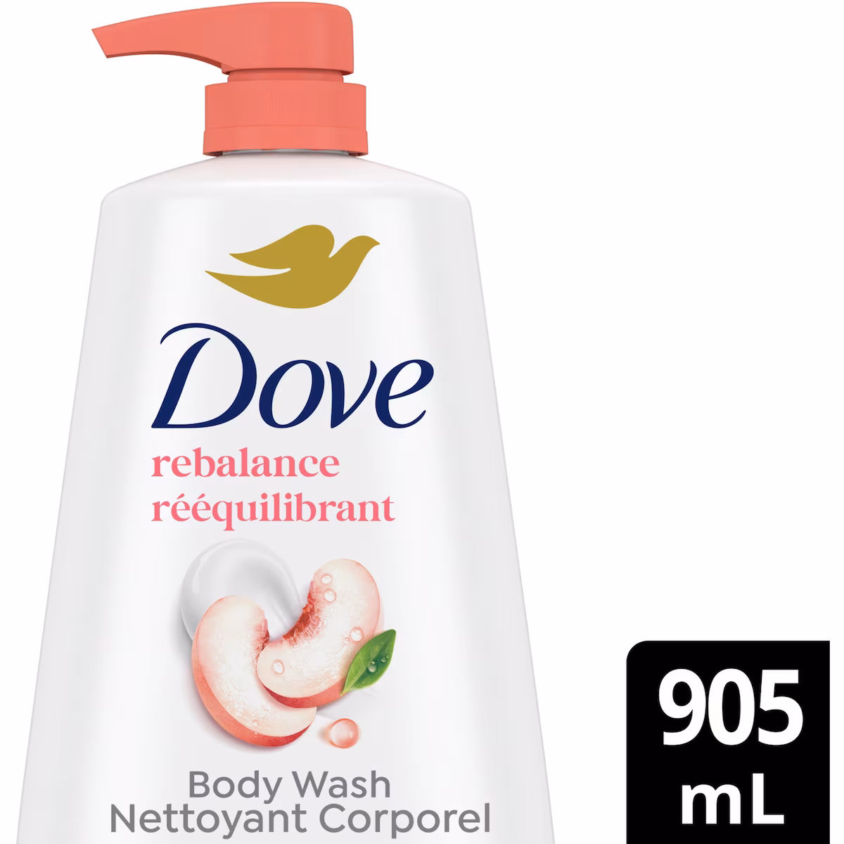 Gel douche avec rééquilibrant pêche blanche et lait de riz
