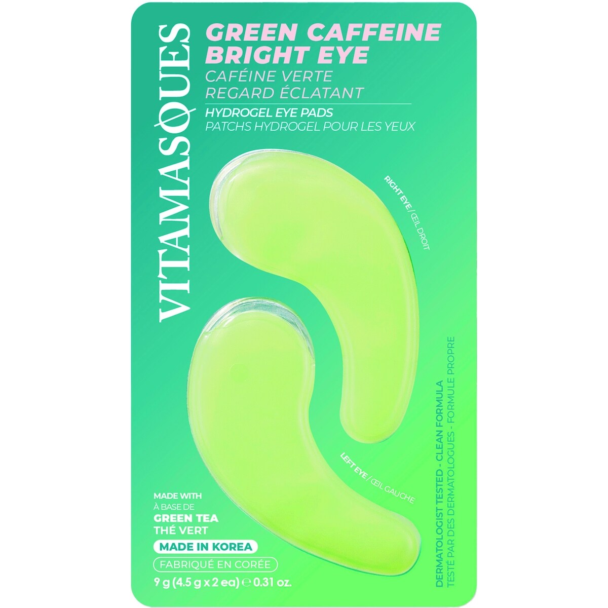 Patchs hydrogel pour les yeux regard éclatant caféine verte