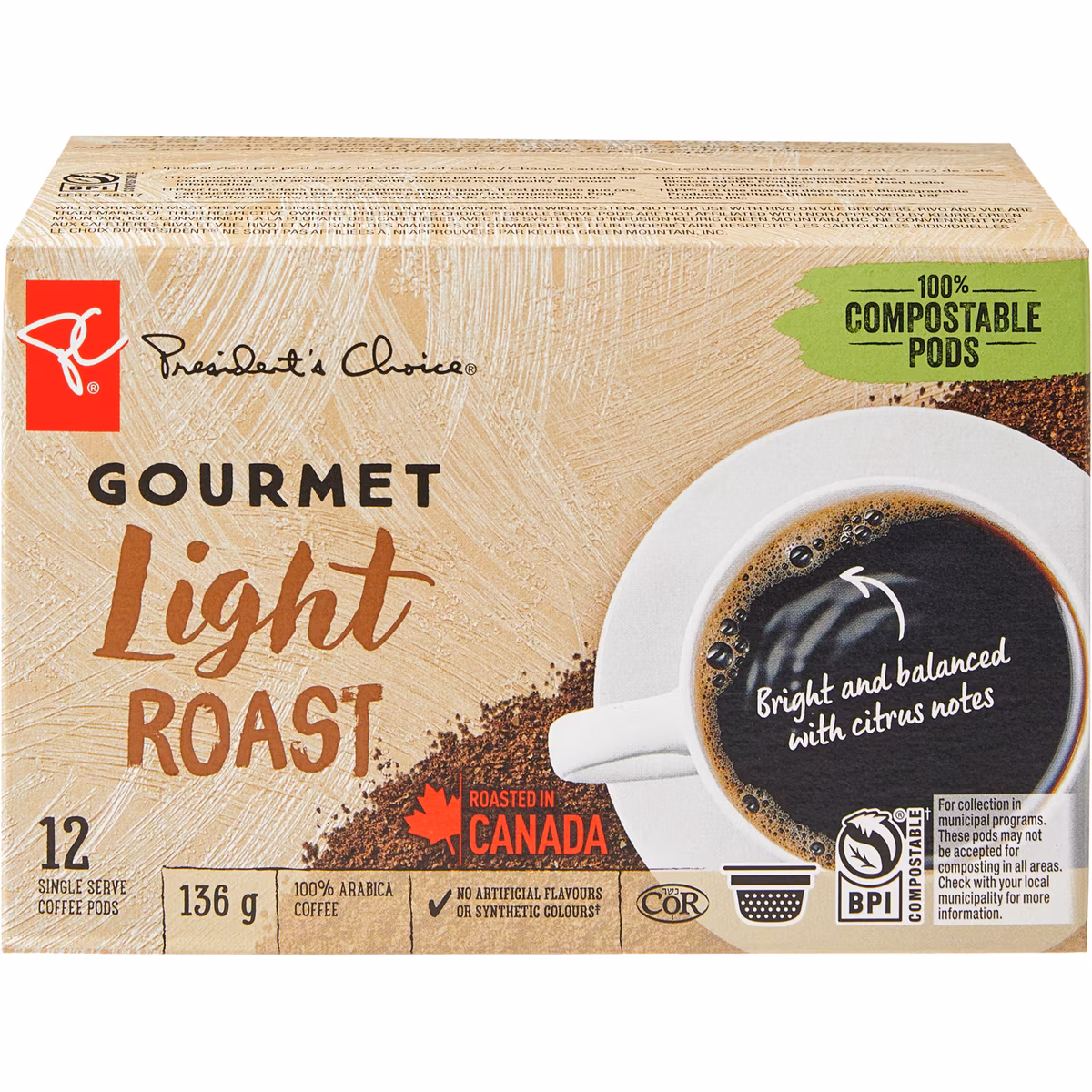Cartouches de café gourmet à torréfaction légère