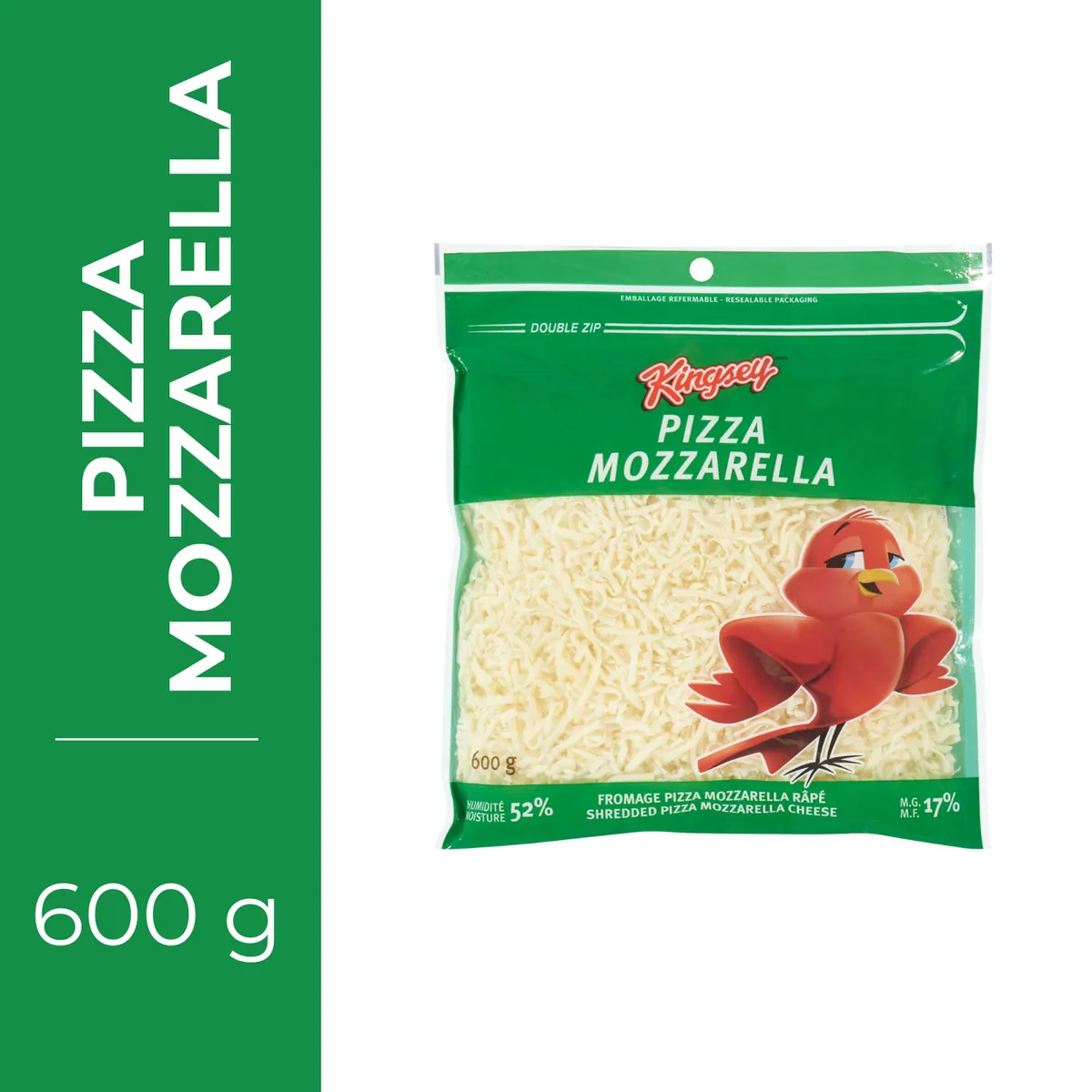 Fromage pizza mozzarella râpé 17 % m.g.