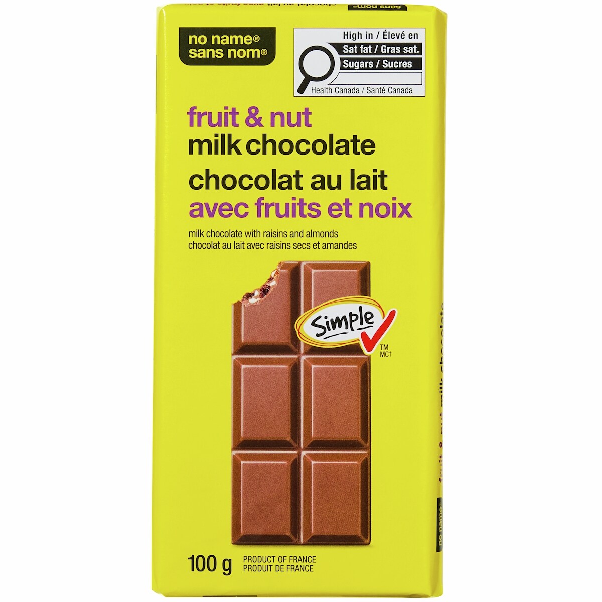 Tablette de chocolat au lait avec fruits et noix
