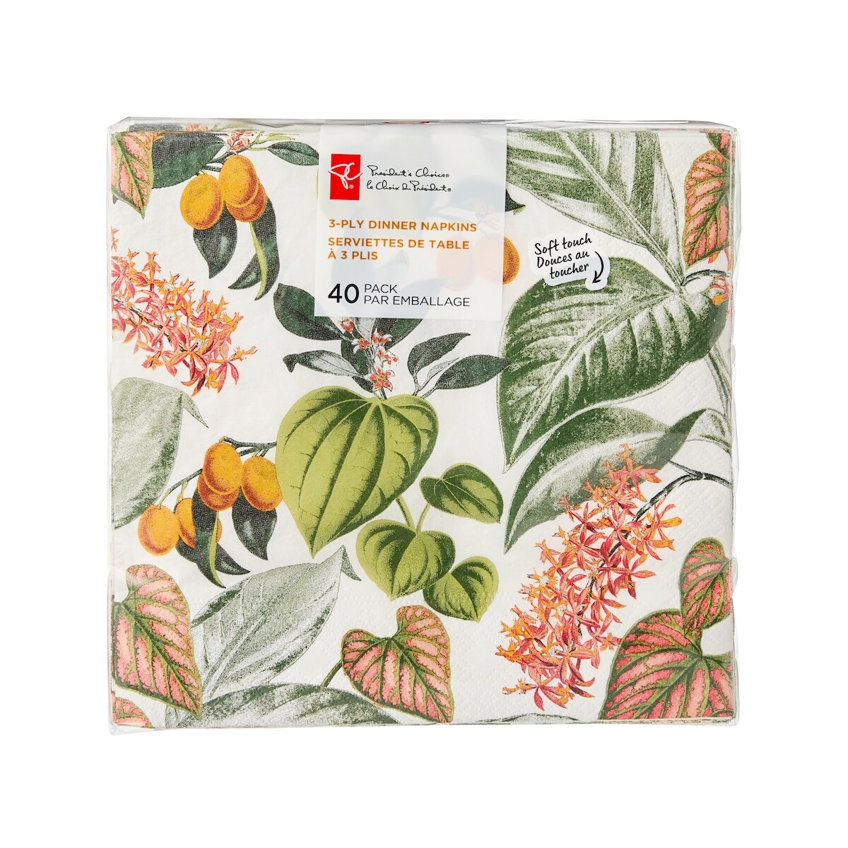 Lot de 40 serviettes de table à 3plis motif tropical