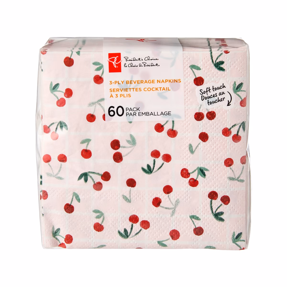 Lot de 60 serviettes à cocktail à 3plis  cerises