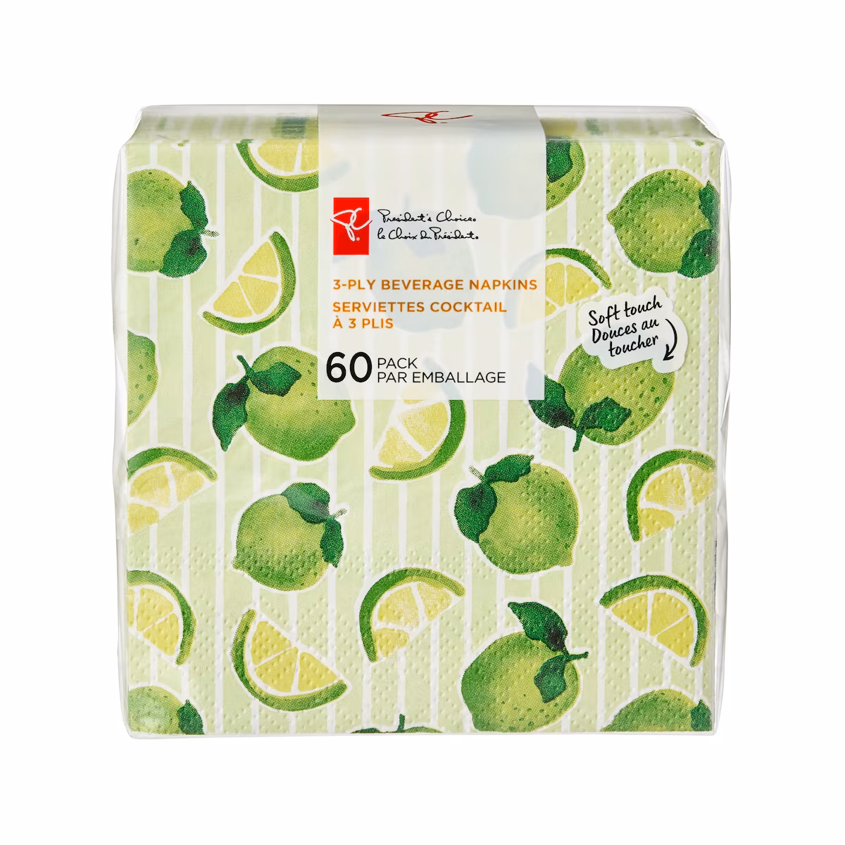 Lot de 60 serviettes à cocktail à 3plis  limettes
