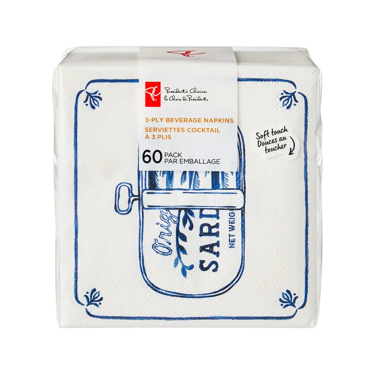 Lot de 60 serviettes à cocktail à 3plis  sardines