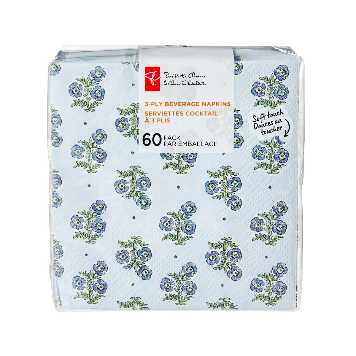 Lot de 60 serviettes à cocktail à 3plis  motif floral