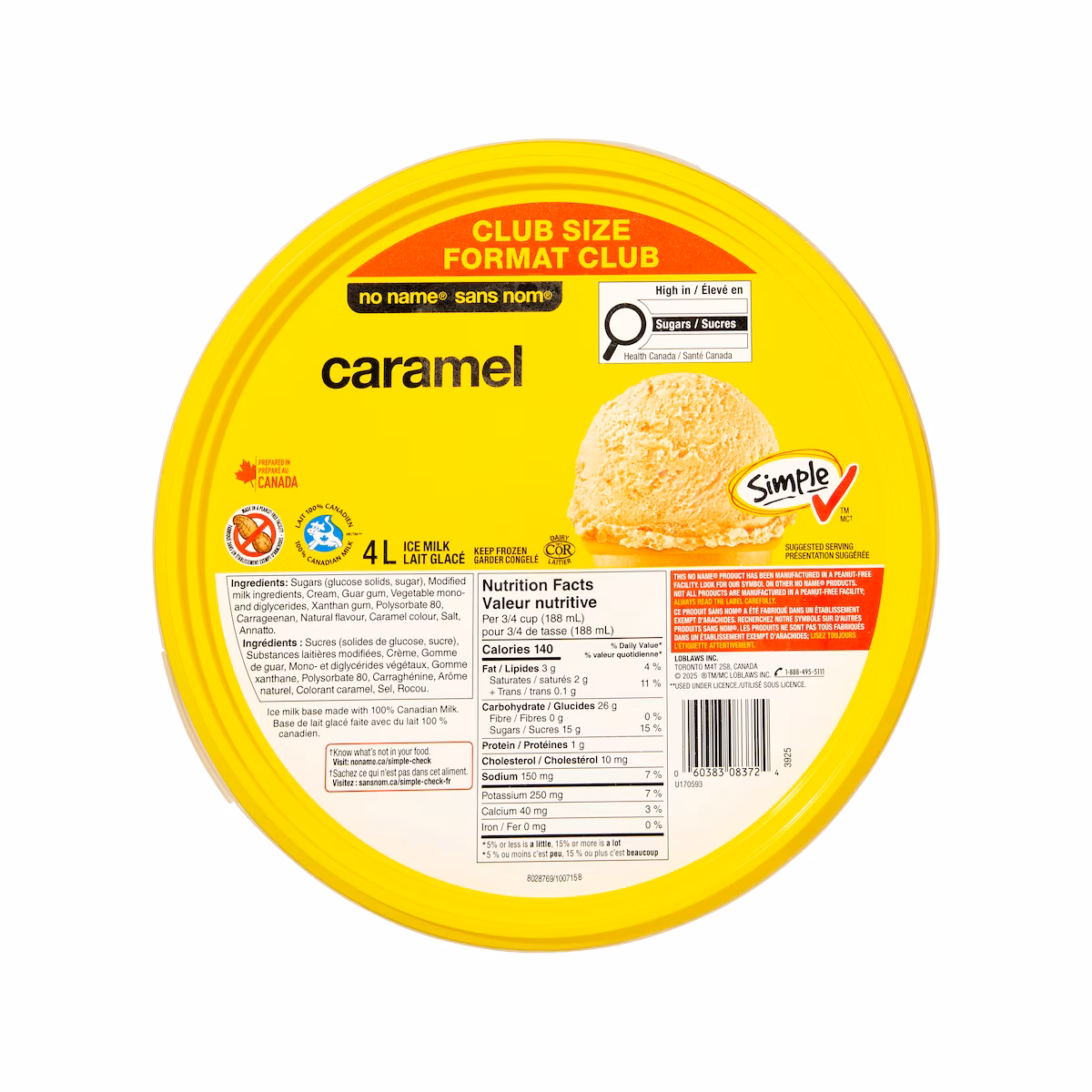 Lait glacé au caramel, format club