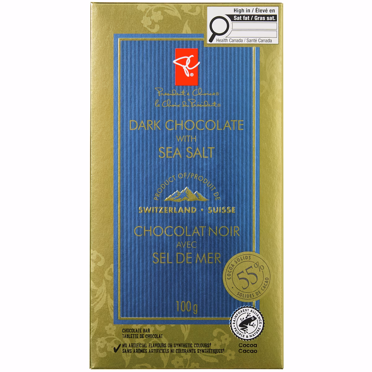 Tablette de chocolat noir avec sel de mer