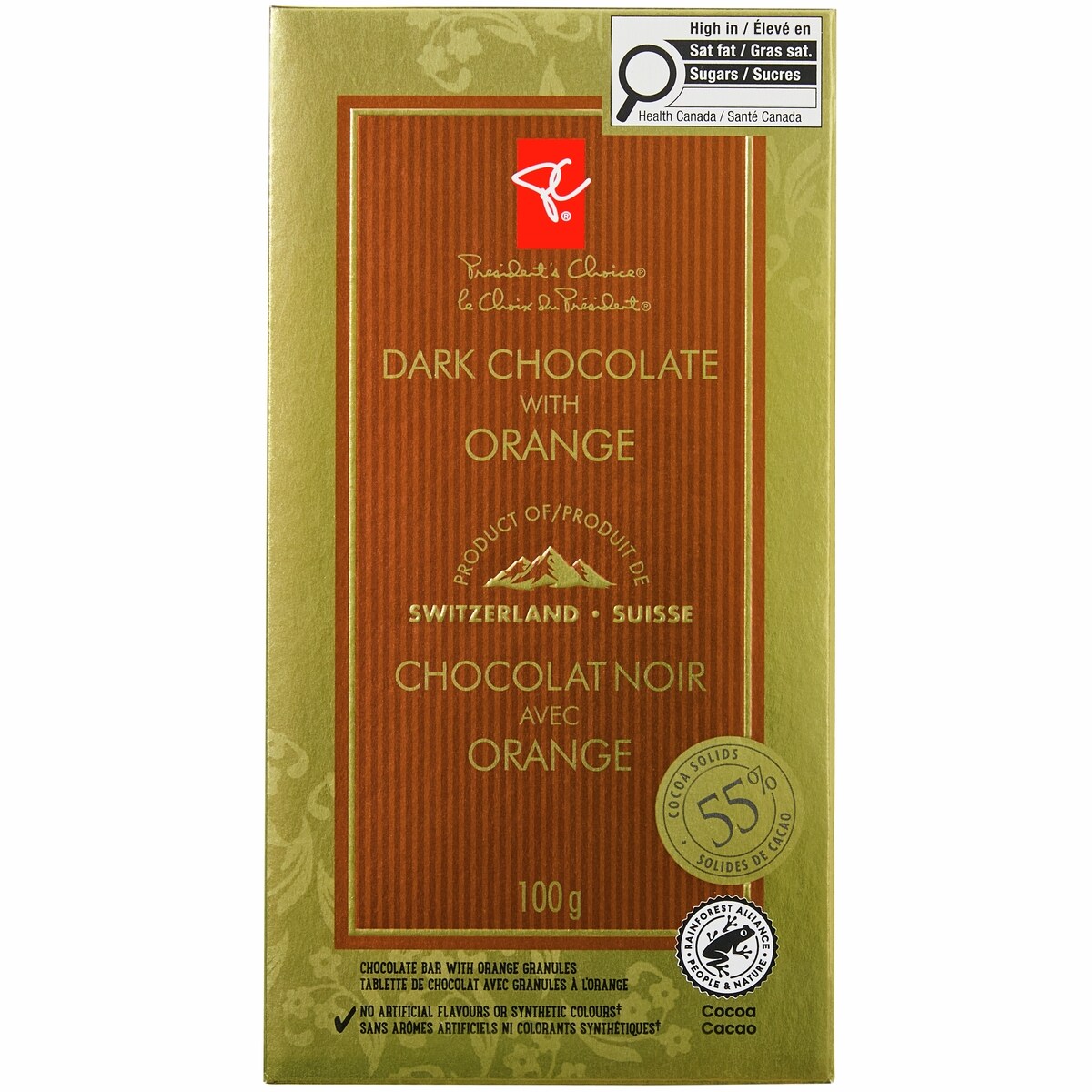 Tablette de chocolat noir avec orange