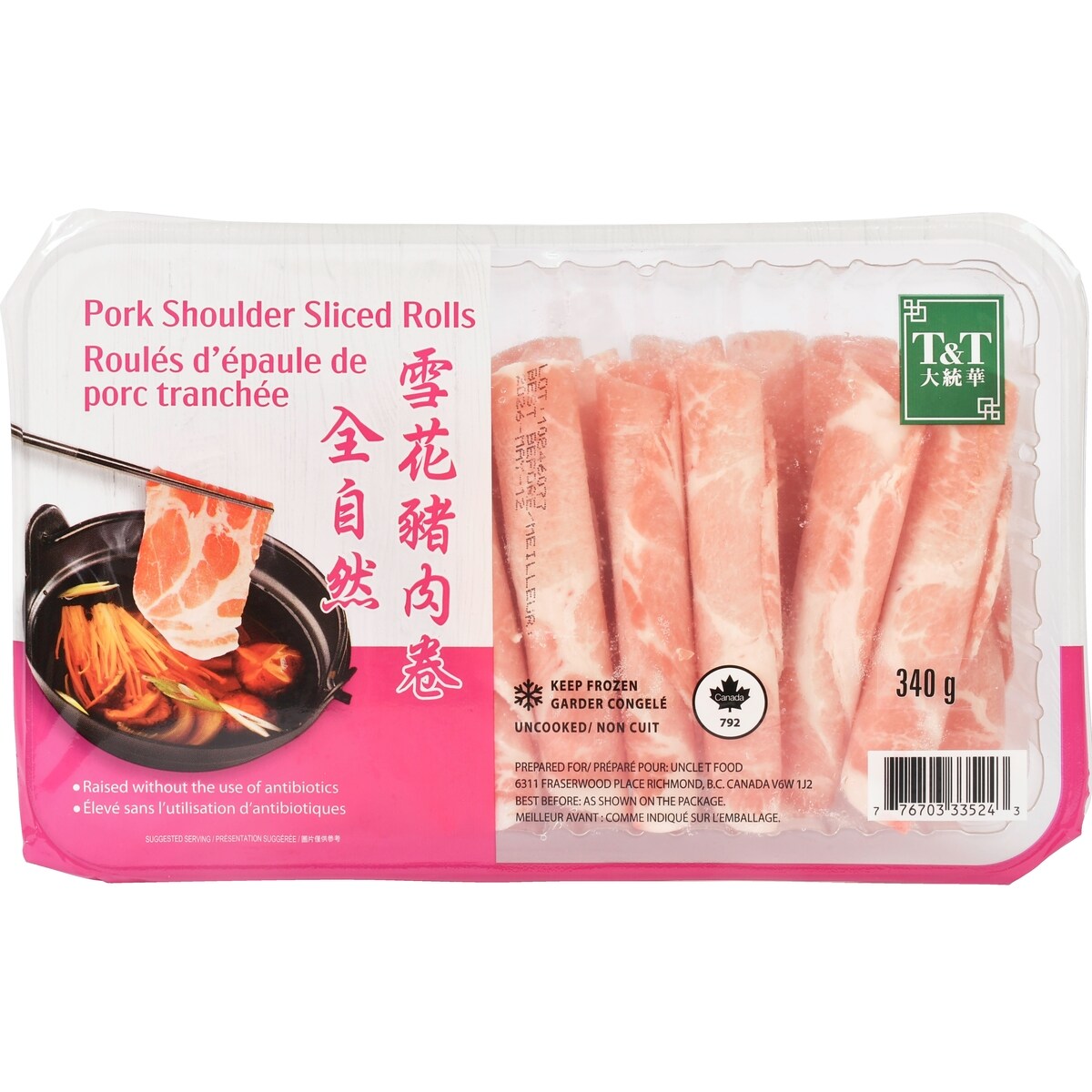 Roulés d'épaule de porc tranchée