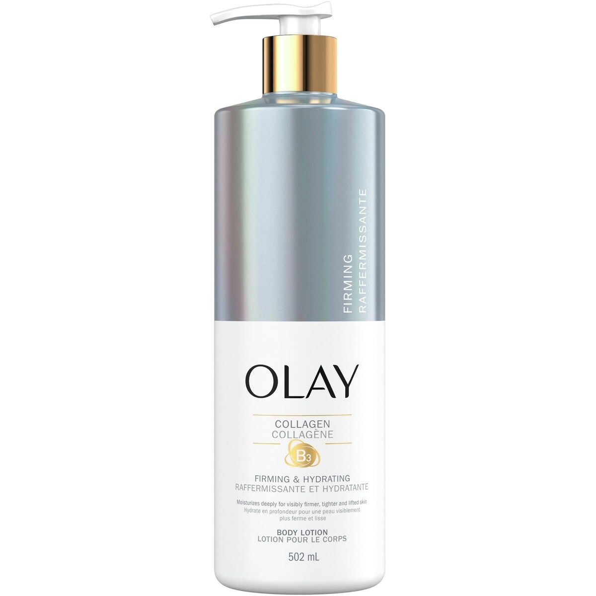 Lotion pour le corps raffermissante et hydratante avec collagène, pompe