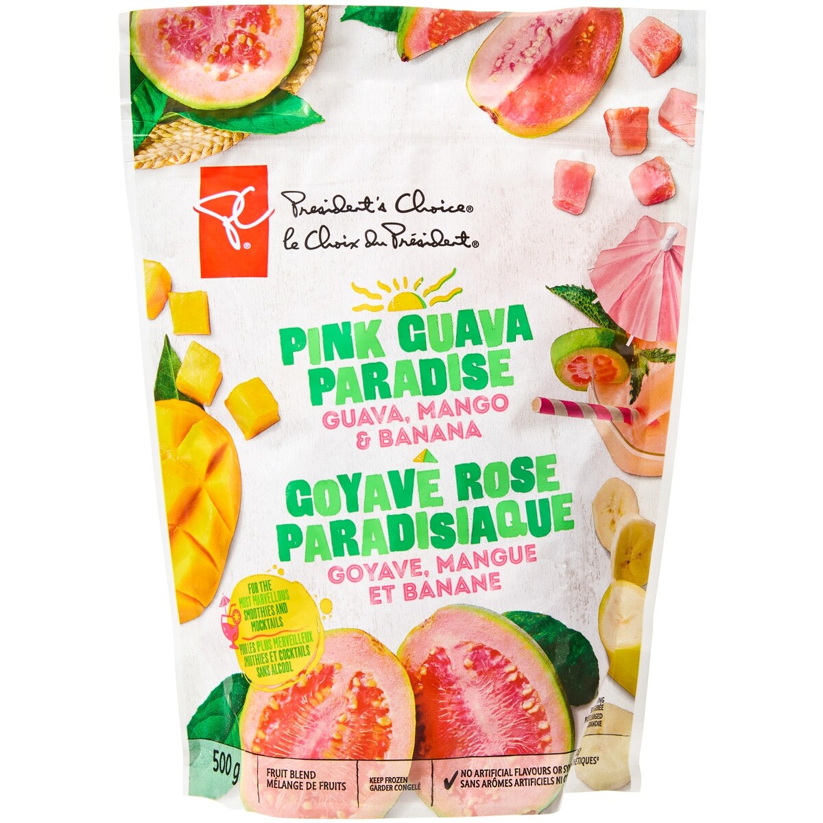 Mélange de fruits Goyave rose paradisiaque, goyave, mangue et banane