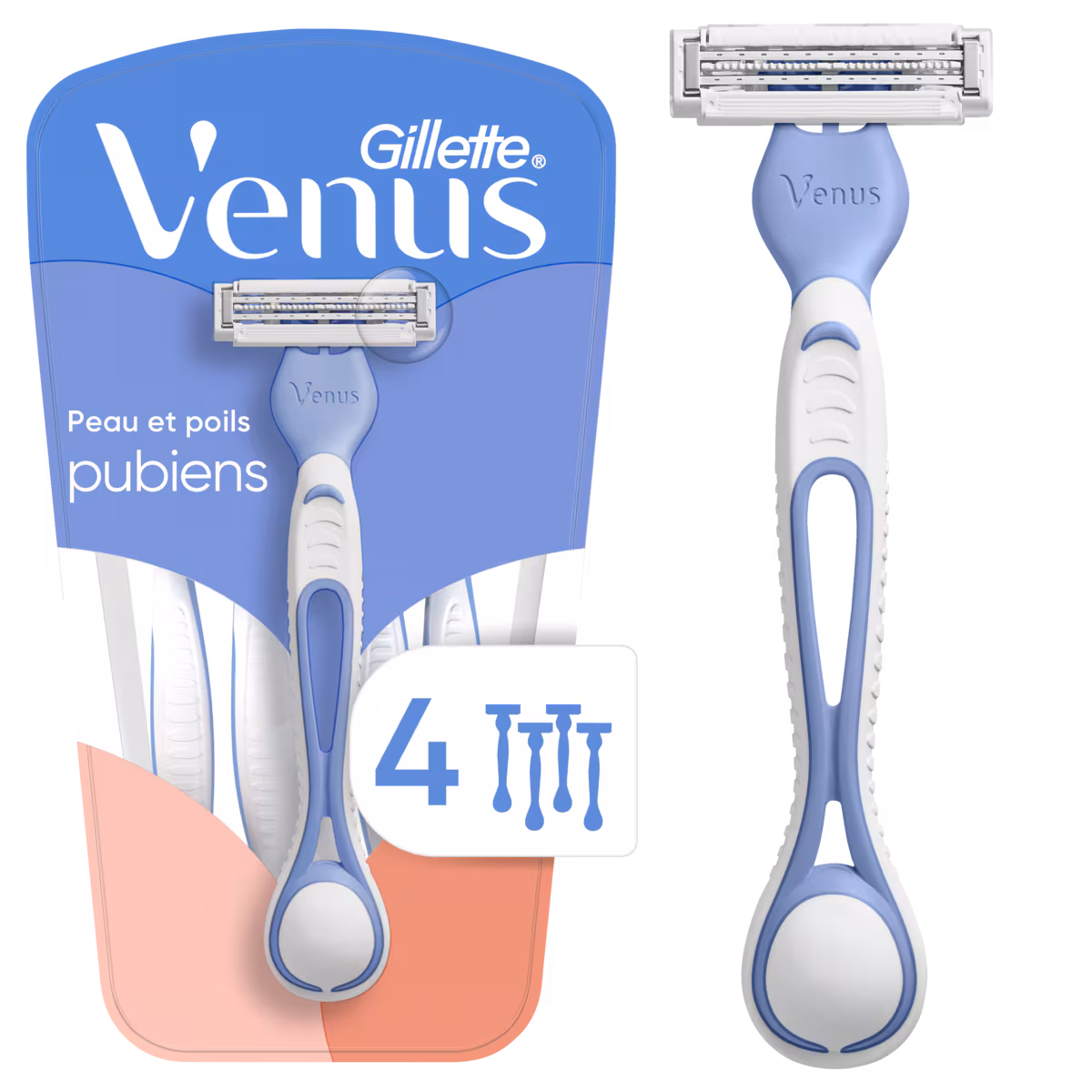 Rasoirs jetables pour la peau et les poils pubiens, pour femmes, 4 u