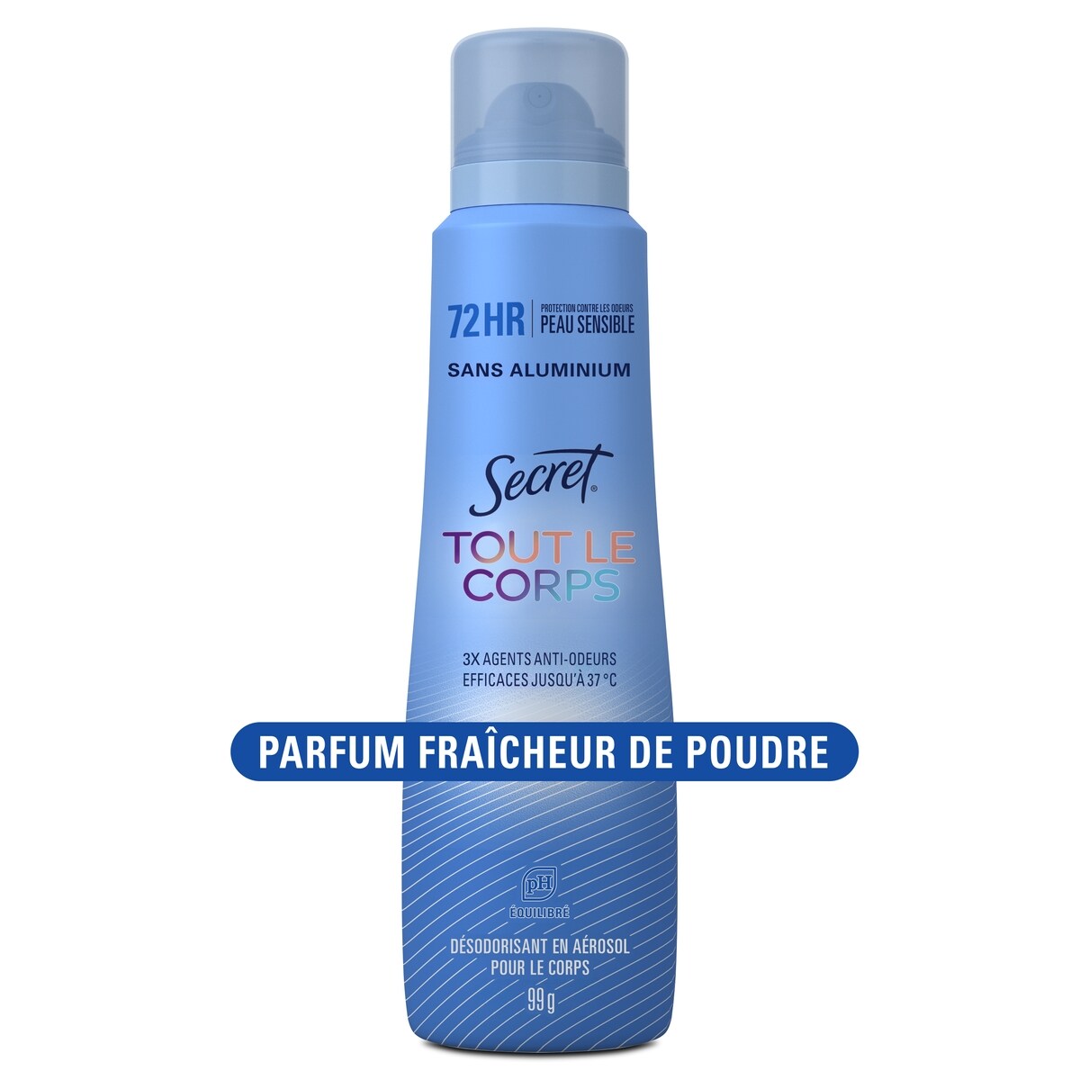 Désodorisant en vaporisateur Tout le corps pour femmes, parfum Fraîcheur de poudre, désodorisant sans aluminium, protection contre les odeurs pendant 72 H