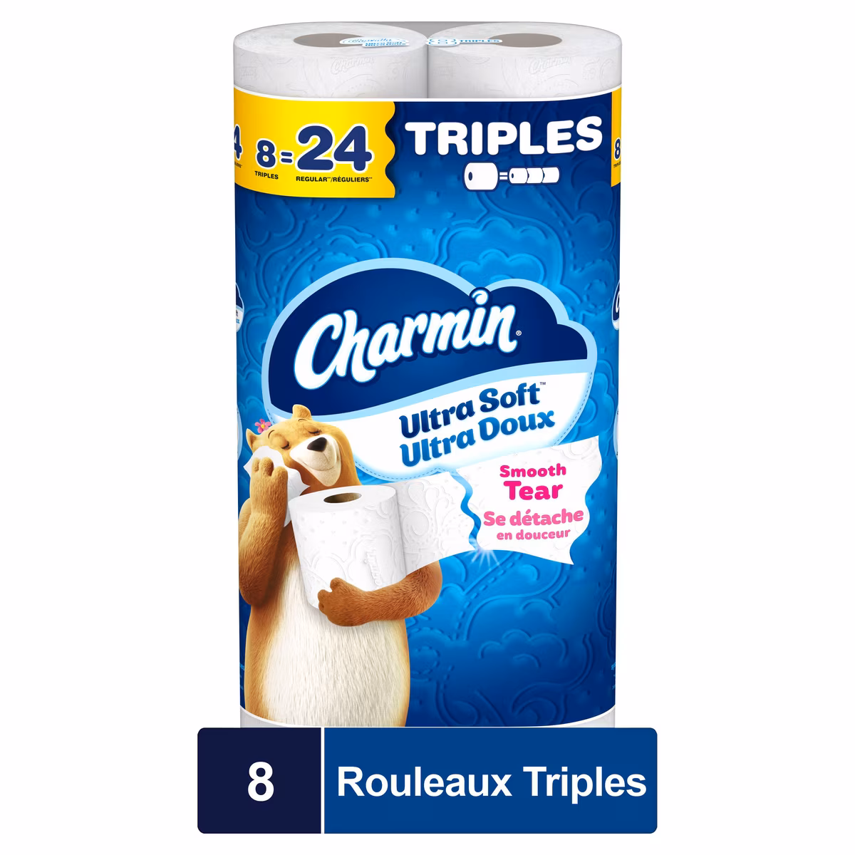 Papier hygiénique  Ultra Doux, 8 rouleaux triples, papier hygiénique à 2 épaisseurs