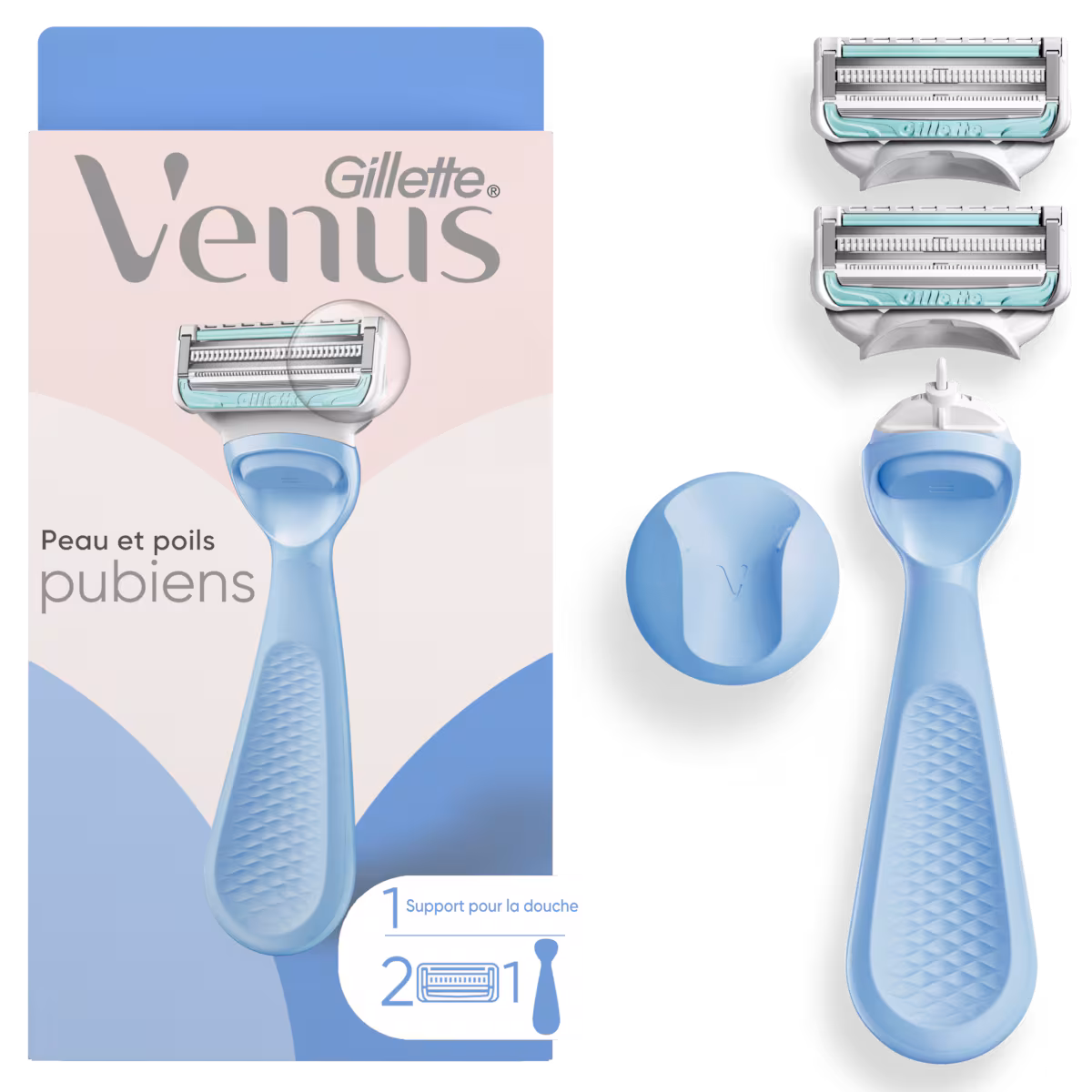 Rasoirs pour la peau et les poils pubiens, pour bikini, pour femmes, rasoir intime pour femmes, rasoir pour la zone du bikini, manche de rasoir et 2 cartouches de rechange