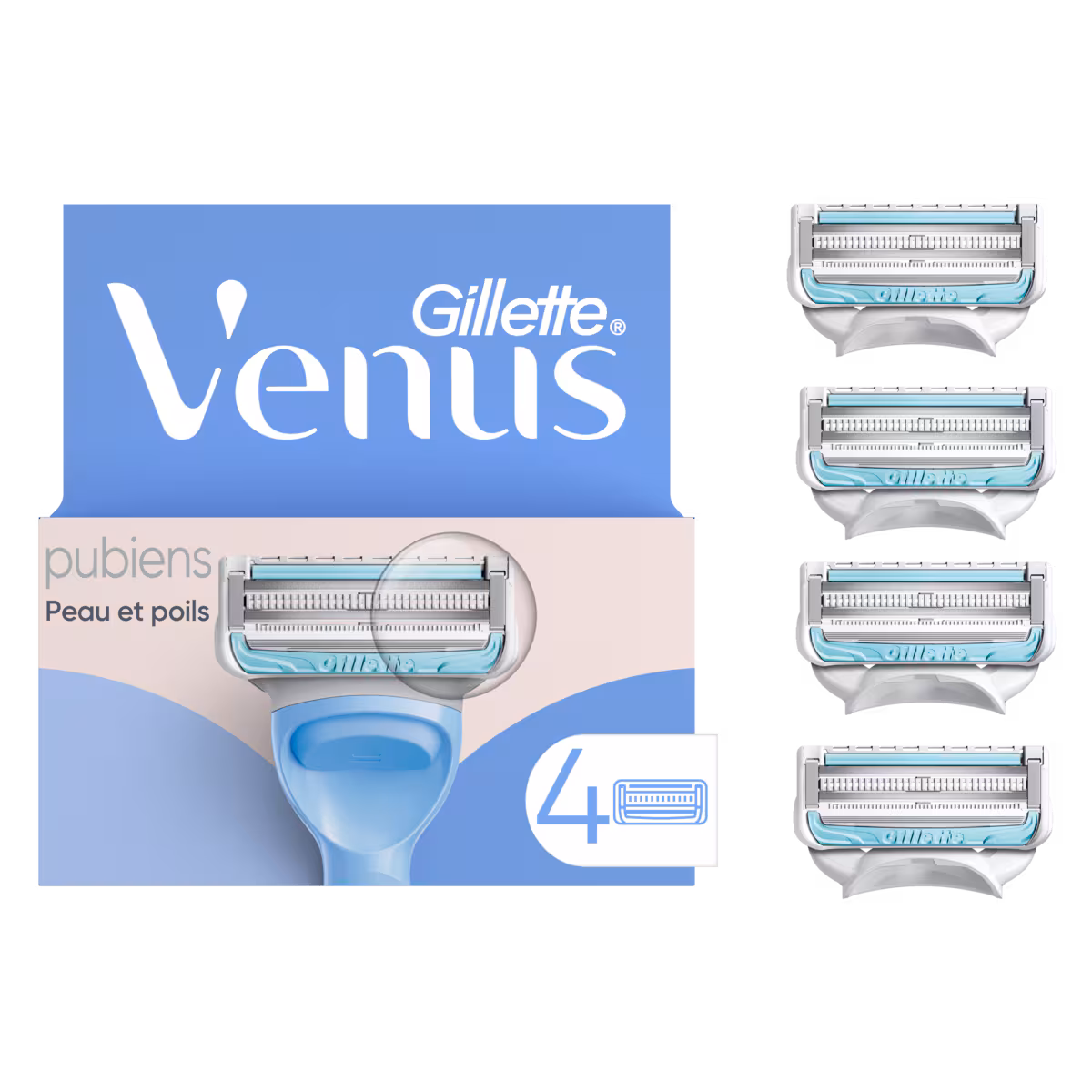 Cartouches de rechange de rasoir pour la peau et les poils pubiens, têtes de rasoir pour la ligne de bikini, rasoir intime pour femmes, lames de rasage, 4 cartouches de rechange