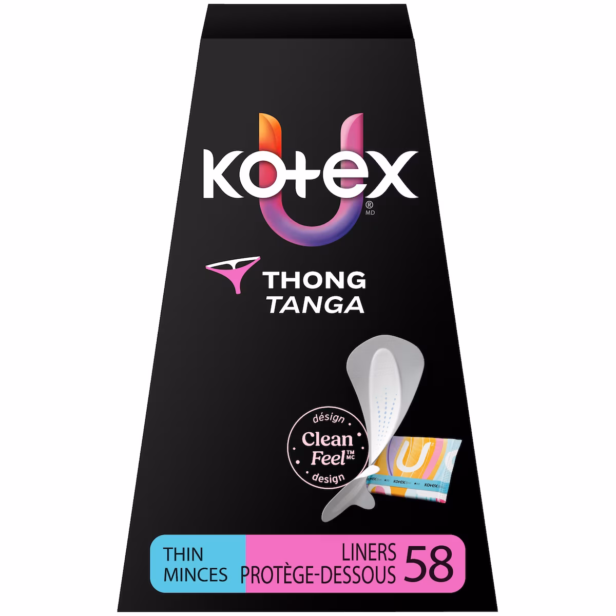 Protège-dessous tanga pour le quotidien emballés , absorption légère, longueur régulière, 58 unités