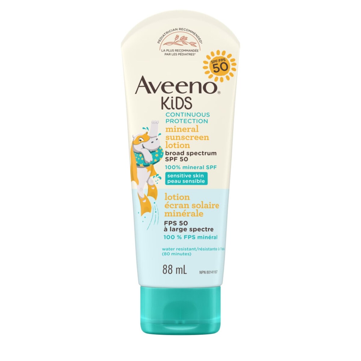 Lotion solaire minérale à large spectre FPS 50 Protection continue pour enfants