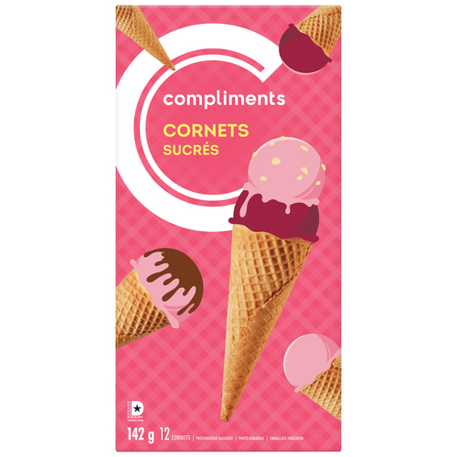 Compliments Cornets à crème glacée sucrés 12 un