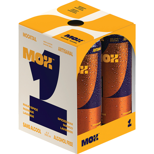 Mox Drinks Mocktail Rhum épicé mangue et lavande sans alcool 4 x 355 ml