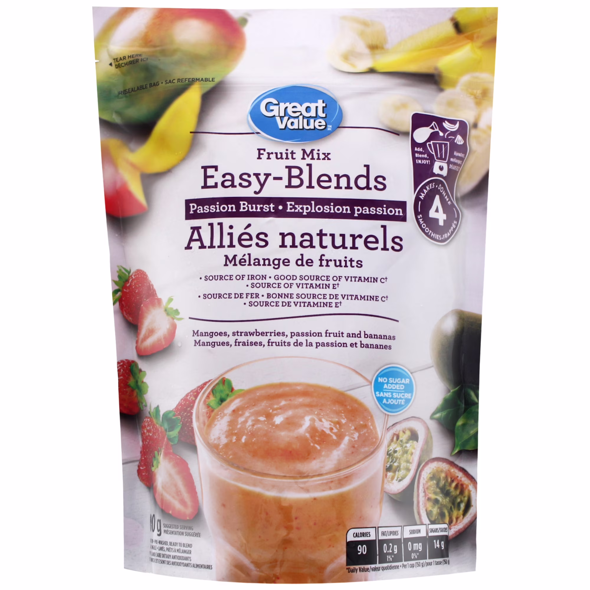 Mélange de fruits aillés-naturels great value d'explosion passion