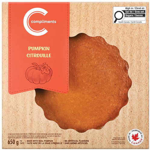 Compliments Tarte à la citrouille 8 pouces 650 g (congelé)
