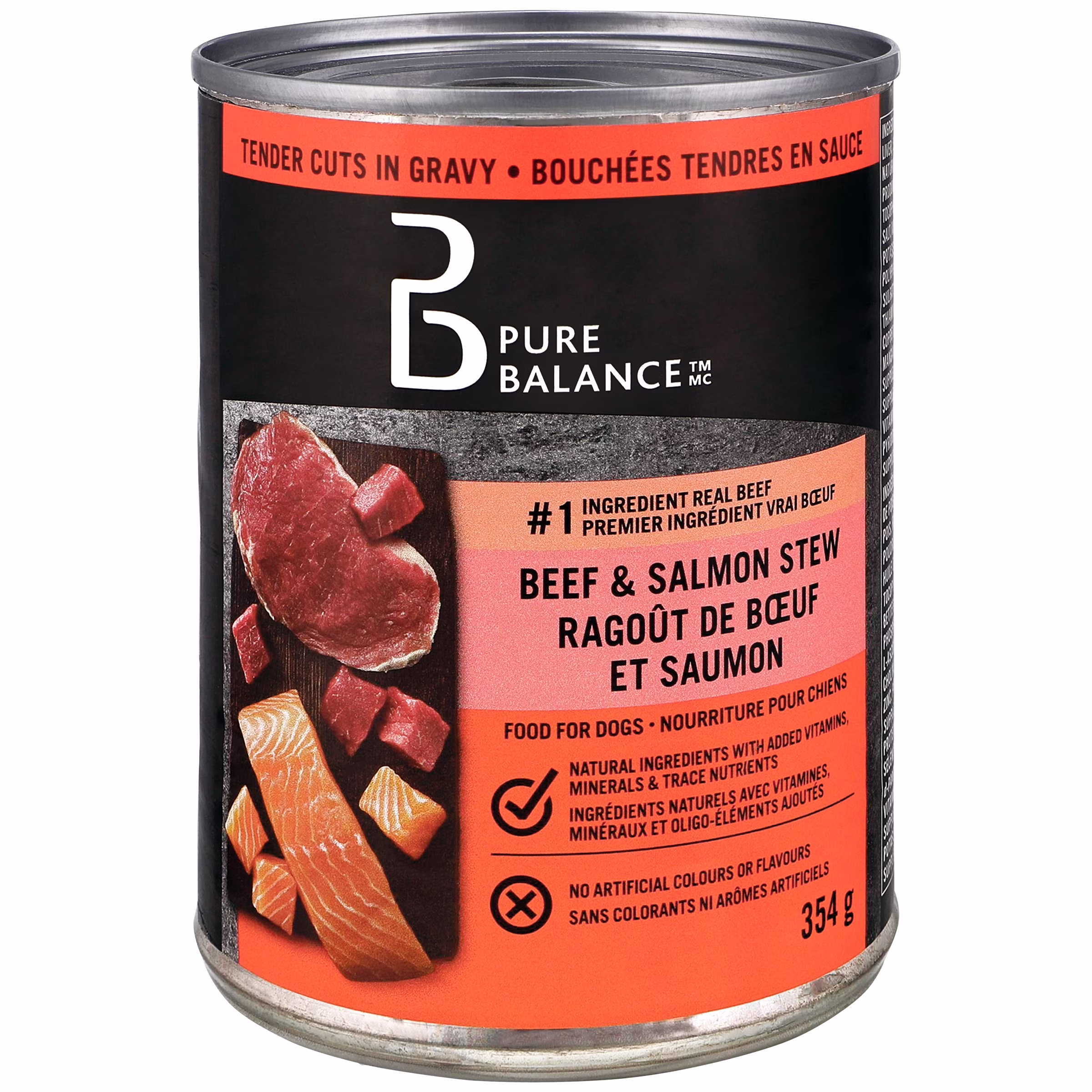 Pure balance ragoût bœuf & saumon. morceaux tendres en sauce  nourriture humide pour chiens. conserve de  pb bœuf et saumon -   chacun
