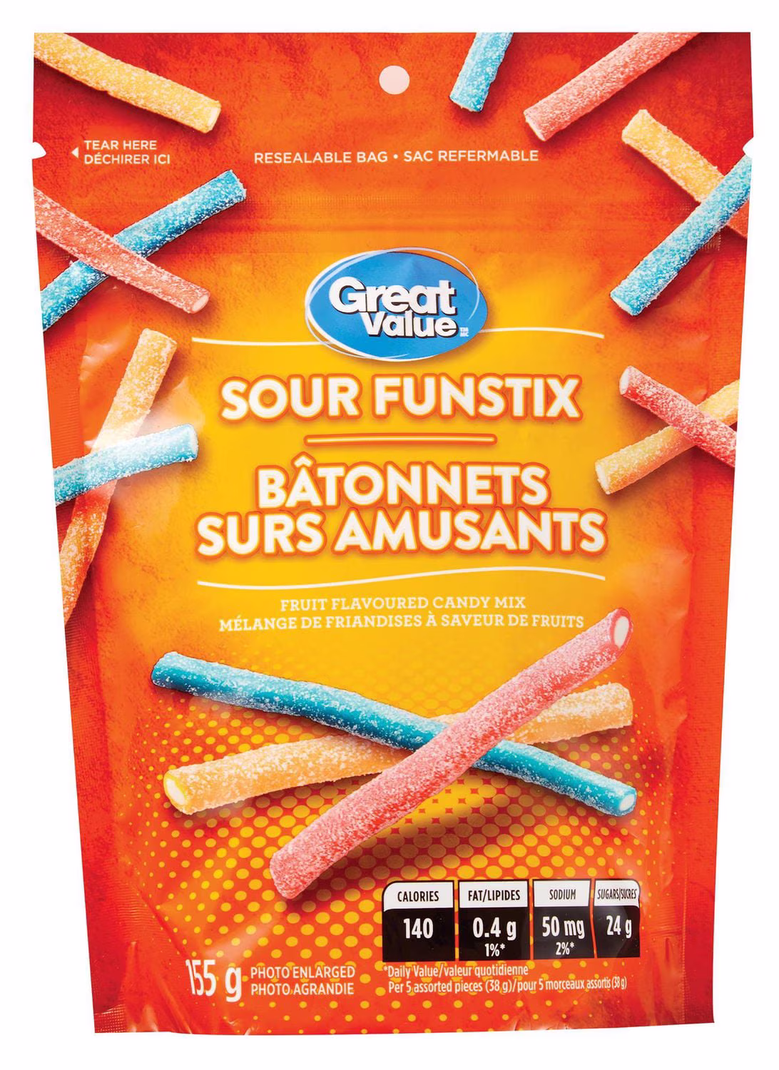 Mélange de friandises à saveur de fruits bâtonnets surs amusants de great value rams
