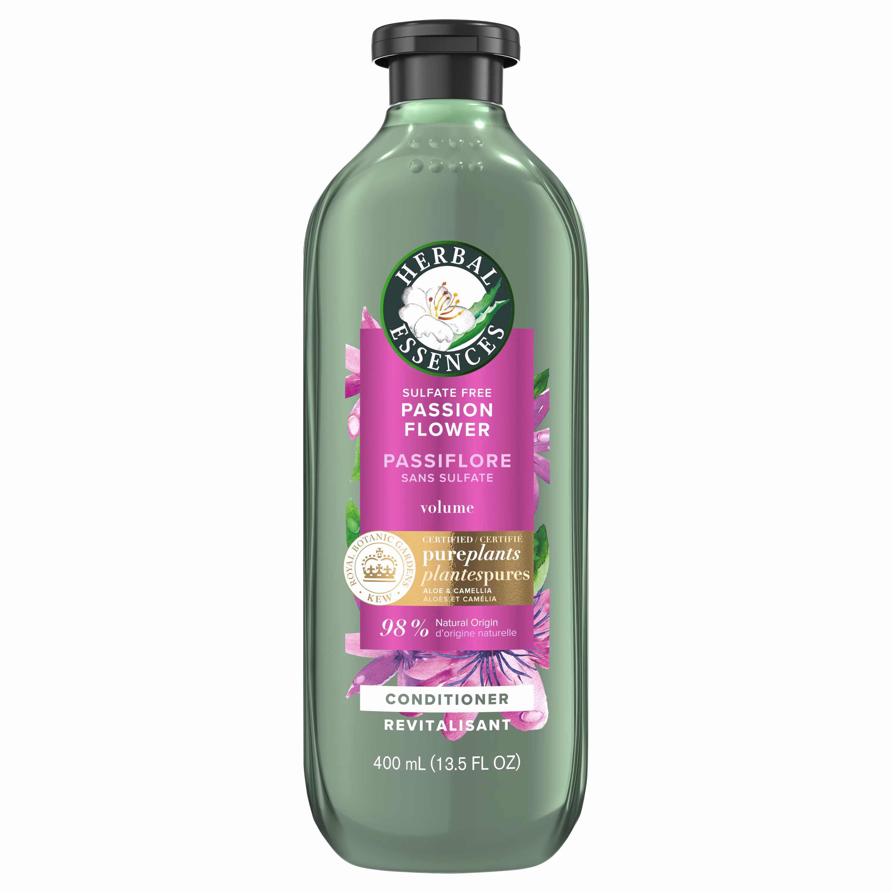 Herbal essences revitalisant sans sulfate à la passiflore. volumisant. avec huile de camélia certifiée et aloès vera. pour tous les types de cheveux. surtout les cheveux fins