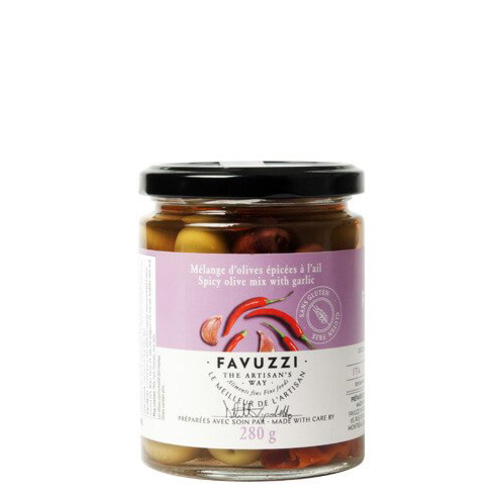 Olives mélangées épicées à l‘ail