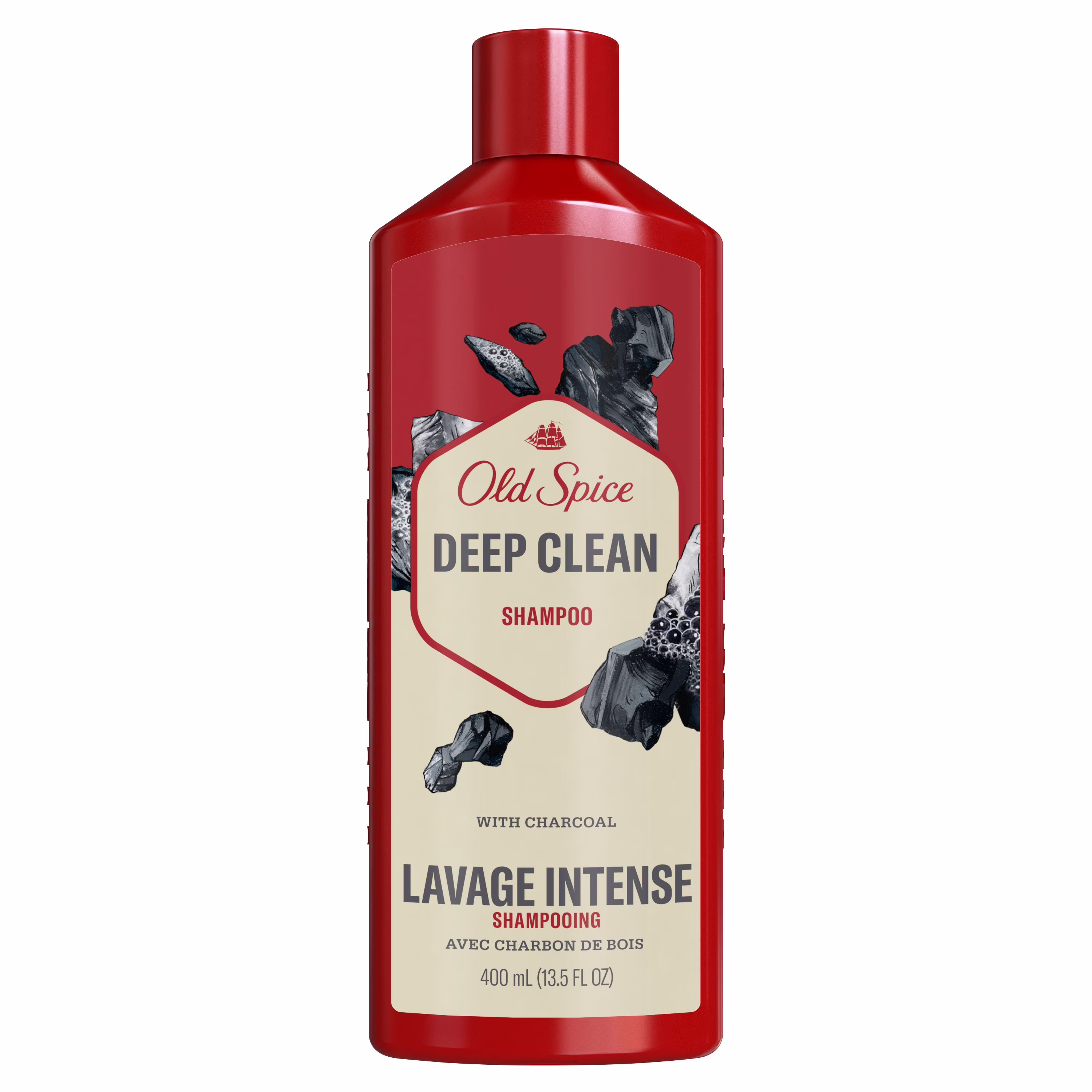Old spice shampooing lavage intense pour hommes avec charbon de bois. parfum frais et propre. élimine la saleté et l'huile accumulées