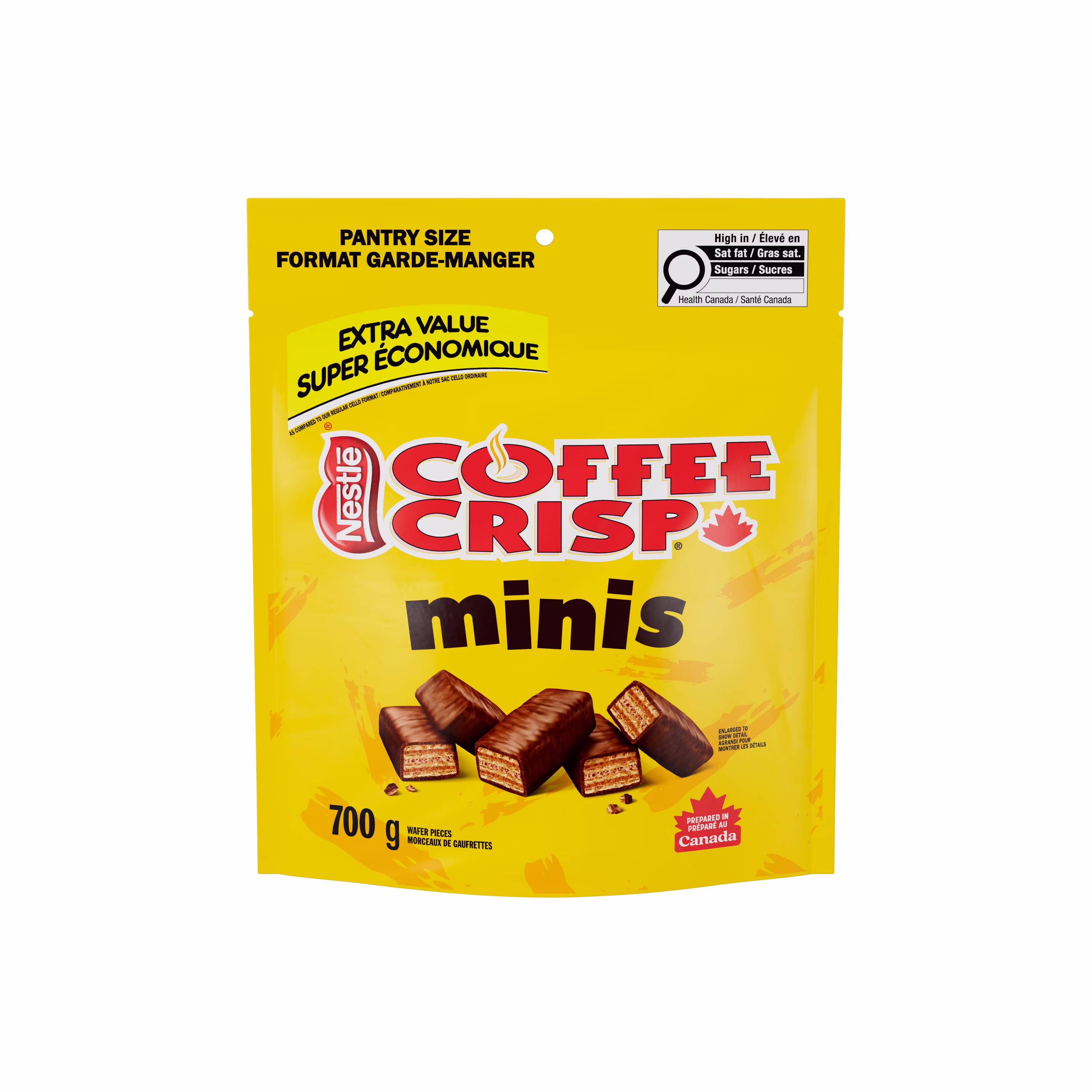 Coffee crisp minis. gaufrettes. crème au café. enrobage chocolaté. grand format économique