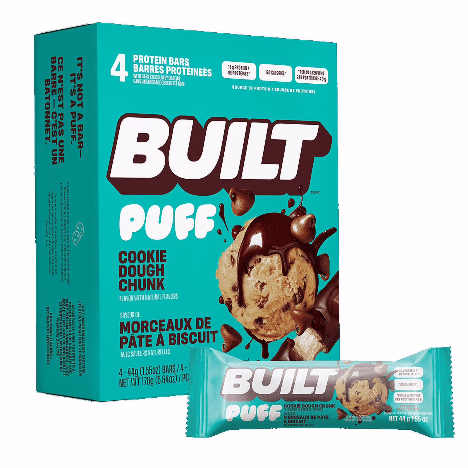 Built bar . puffs morceaux de pâte à biscuit  x 4 barres