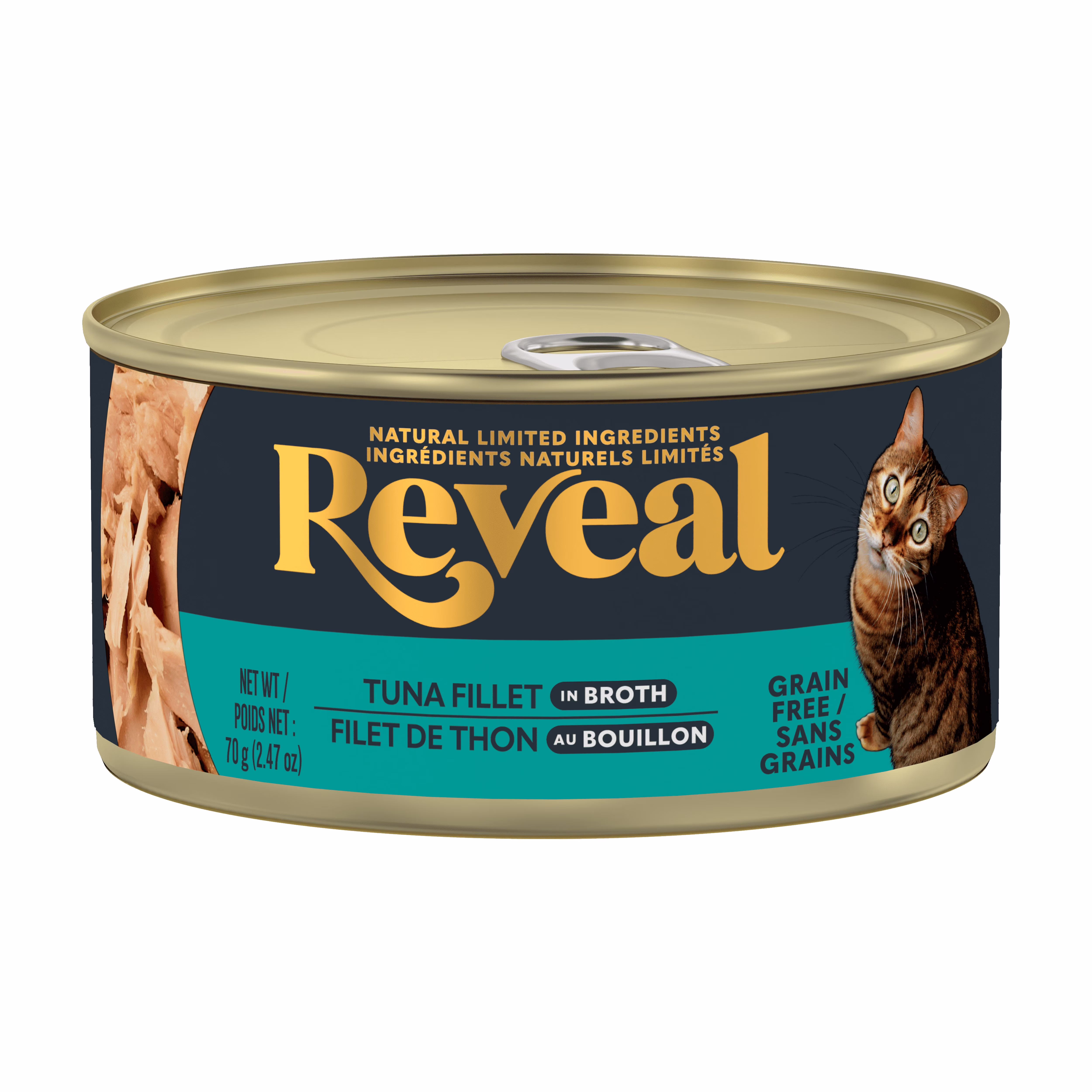 Reveal natural nourriture humide pour chat filet de thon en bouillon boîte de