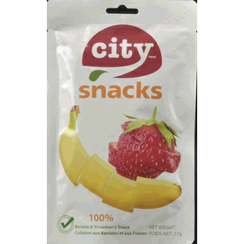 City Snacks Collation aux fraises et bananes 17 g